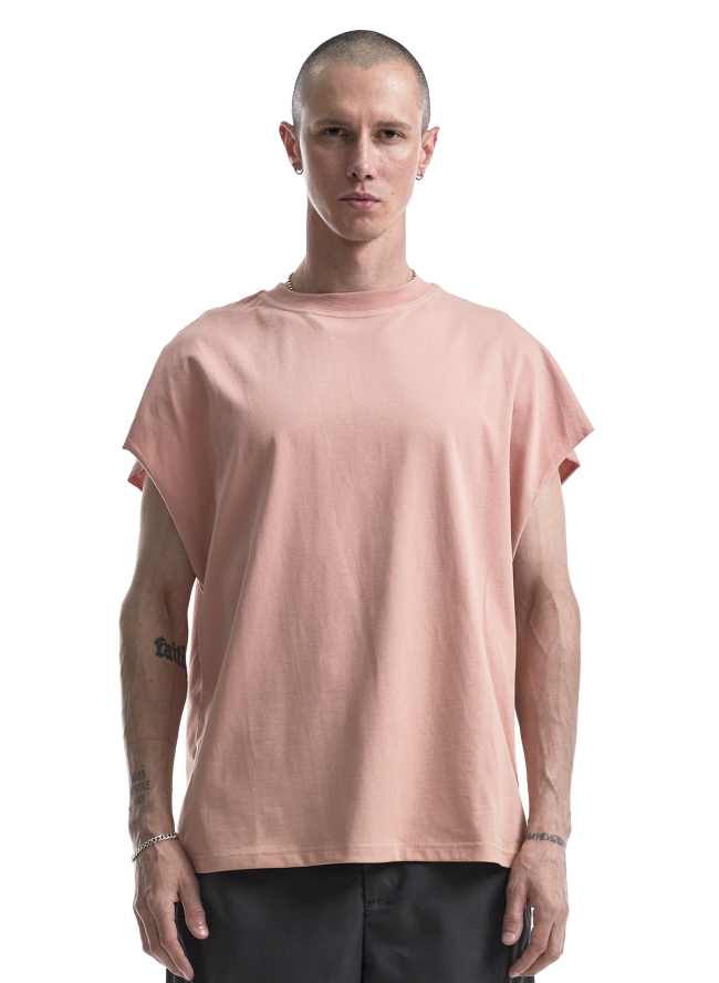 Koszulka bez rękawów SMASH Oversize „Premium Cotton” w kolorze jasnoróżowym