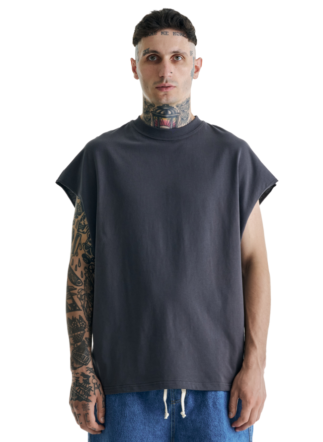 Koszulka bez rękawów SMASH Oversize „Premium Cotton” w kolorze grafitowym