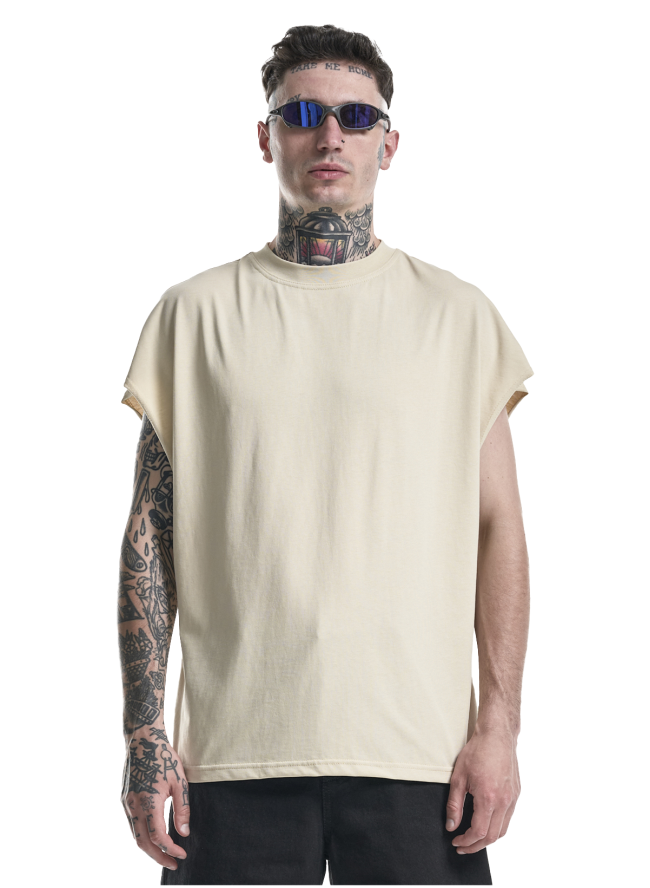 Koszulka bez rękawów SMASH Oversize „Premium Cotton” w kolorze piaskowym