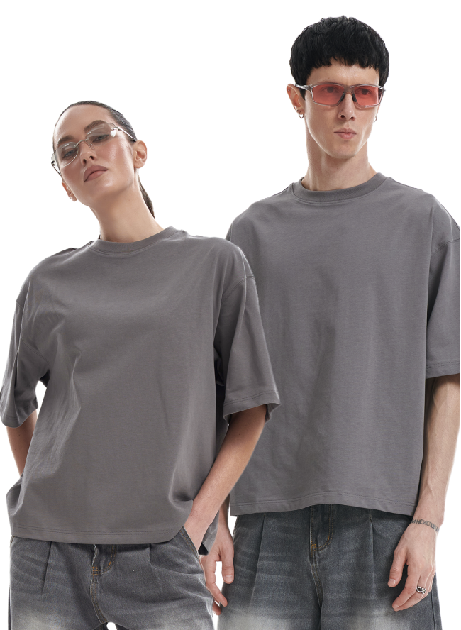 Koszulka SMASH „Boxy Fit” 240 g/m², szara