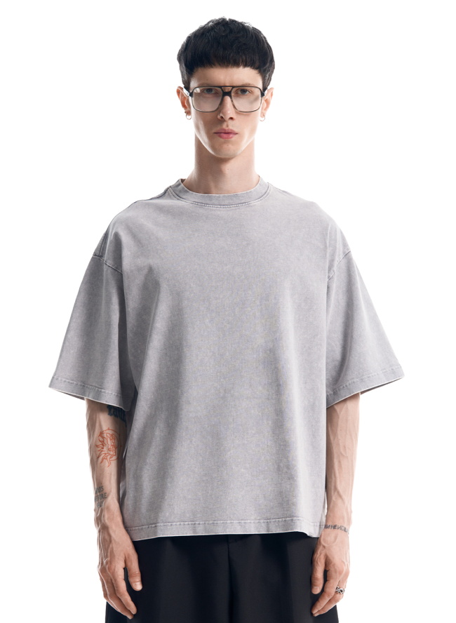 Koszulka SMASH „Boxy Fit Washed” w kolorze jasnoszarym
