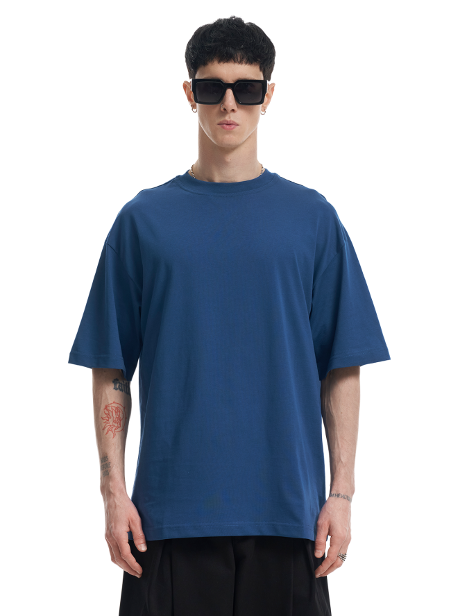 Koszulka SMASH Oversize „Premium Cotton” w kolorze indygo
