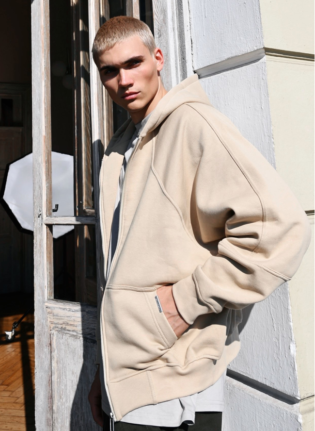 Bluza z kapturem SMASH „Clean Fit” w kolorze jasnobeżowym