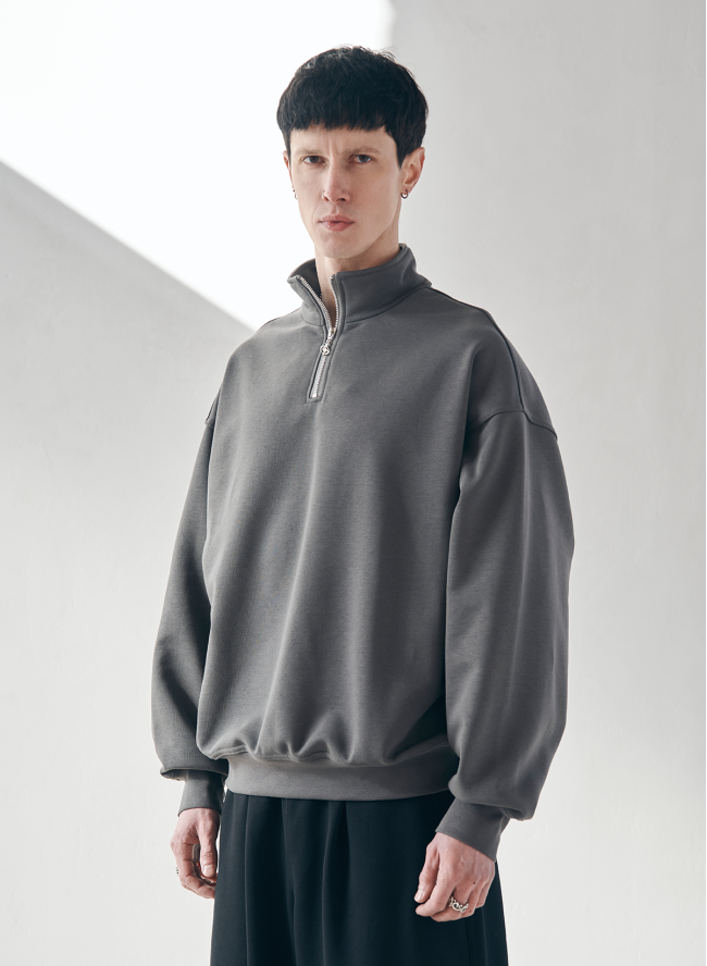 Bluza SMASH „Half-Zip” z mankietami w kolorze fumé
