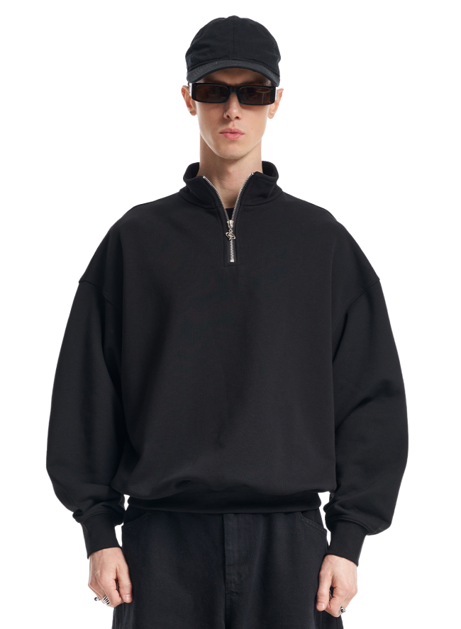 Bluza SMASH „Half-Zip” z mankietami, czarna
